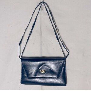 Vintage 80s Navy Blue Cross Body Bag Shoulder Bag Clutch Purse